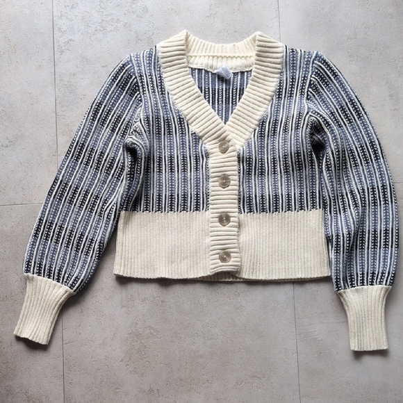 Melrose and Market Sweaters - Melrose and Market Cream and Black Striped Cardigan